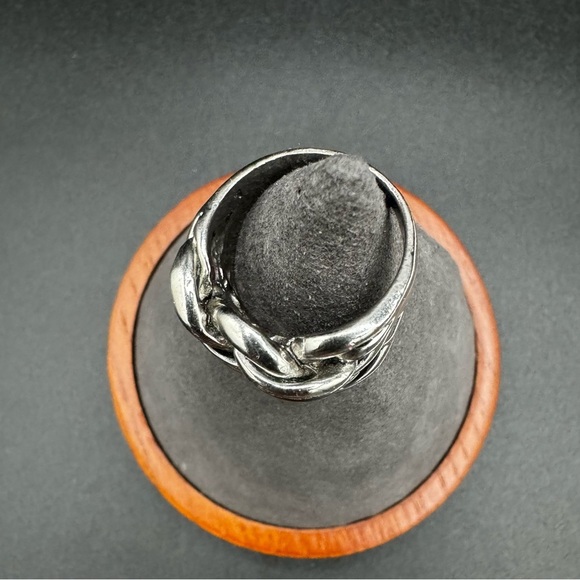 Chunky Silver Tone Braided Knot Thumb? Ring Size 8.5 - Picture 6 of 11